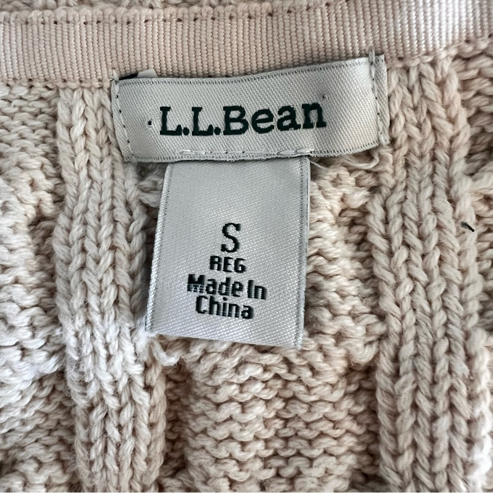 L.L. Bean Women’s Cotton Cable Knit Striped Sweater Small - Picture 3 of 4